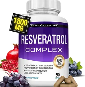 Resveratrol Supplement 1800 mg Antioxidant Complex - Highly Potent Natural Trans-Resveratrol Pills for Healthy Aging, Overall Health Support, Immune System, Brain Function, for Men Women, 90 Capsules