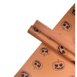 Scary Pumpkin Halloween Floral Paper