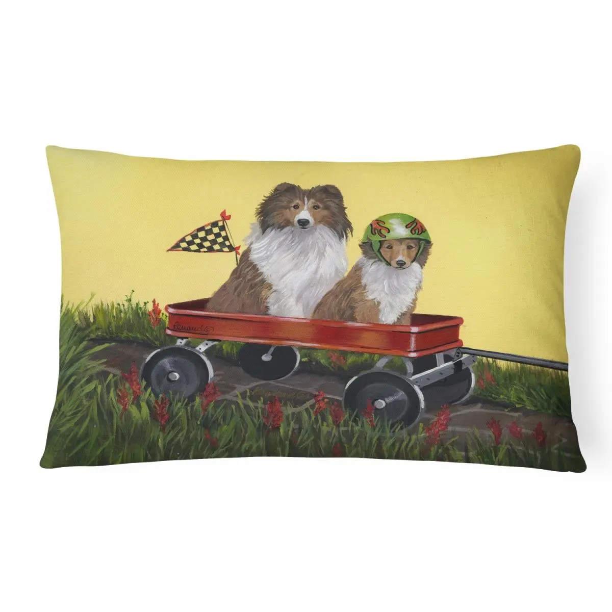 Sheltie Sheepdog Decorative Canvas Fabric Pillow, 12in L x 3in W x 16in H, Fade Resistant, Machine Washable, Indoor/Outdoor Soft Furnishing Pillow