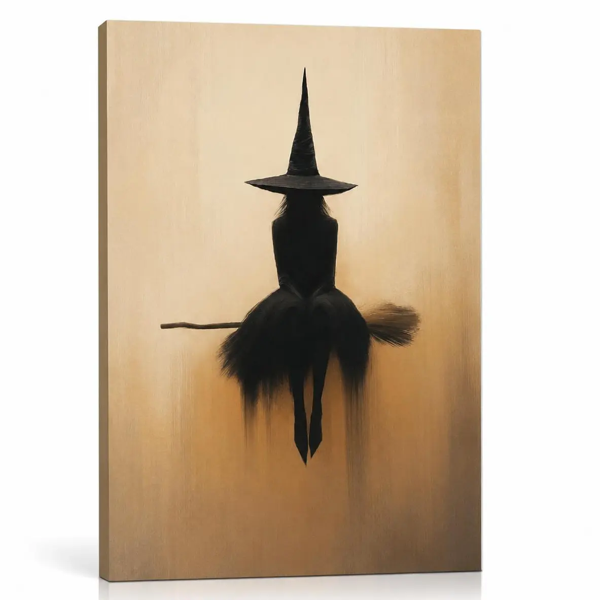 Minimalist Witch Canvas Wall Art, Gothic Halloween Decor, Neutral Beige Witch Print, Modern Boho Canvas Painting, Witchy Home Decor, Living Room Bedroom Wall Decor, Aesthetic Halloween Gift, Ready to Hang