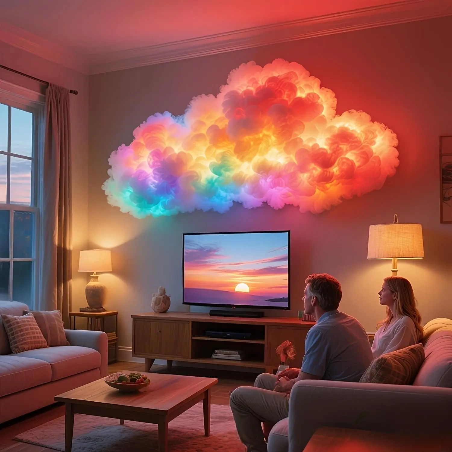 3D RGB LED Cloud Lamp, DIY Color-Changing Night Light with Lightning Effect, Music Rhythm Lighting for Bedroom, Game Room, Party, Club Decor, Ambient Lighting Multifunctional, RGB Atmosphere Lights, Scene Atmosphere Lights