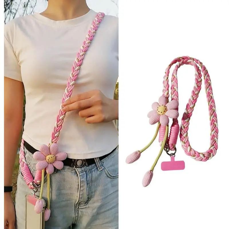 Cute Phone Lanyard Crossbody Strap, Flower Phone Lanyard for iPhone 17, Teacher Must Have Lanyard, Universal Phone Crossbody Strap, Perfect for Travel, Running, Shopping, Gift for Christmas