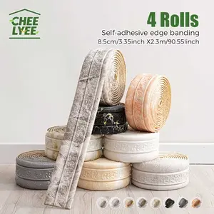 4 Rolls SXP Self-Adhesive Foam Edge Banding - 8mm Thick Peel & Stick Vinyl Baseboard Molding, Decorative Trim with Rounded Edges, Easy Installation for Walls, Floors, Cabinets, Doors - Durable High Quality Skirting Board Alternative