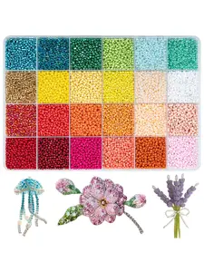 8500pcs 24 Colors 3mm Glass Beads Set, DIY Jewelry Making Kit, Handmade Bead Stringing Supplies, DIY Beading, Ideal for Bracelets, Necklaces, Earrings, Keychains