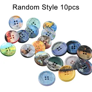 New Arrival 10 Random Color Decorative Buttons, Rural Oil Painting Style, Mixed Styles, Round Buttons for Coats and Suits, Sewing Accessories