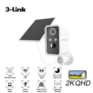 Solar Security Cameras Wireless Outdoor, 2K Wi-Fi Battery Solar Camera Outdoor Wireless for Home Security Outside, Motion Detection, Spotlight, Siren, Alexa Compatible, Only 2.4G Wi-Fi