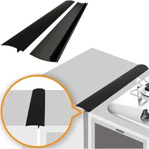 Silicone Stove Gap Covers (2 Pack), Heat Resistant Oven Gap Filler Seals Gaps Between Stovetop and Counter, Stove Gap Guard (21 Inches, Black)