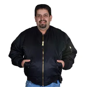 212 MAIN MA-1 Flight Jacket - Polyester, Nylon, Knit Fabric, Zipper Closure, Modest Outerwear Coats, Sizes XS-7XL