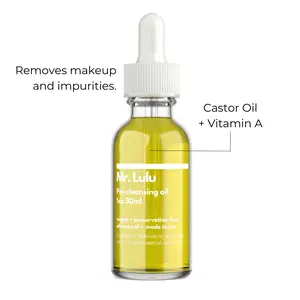 Mr. Lulu Pre Cleansing Oil 30ml - Lightweight Castor Oil & Vitamin A Formula for Gentle Makeup Removal & Moisture Barrier Reinforcement