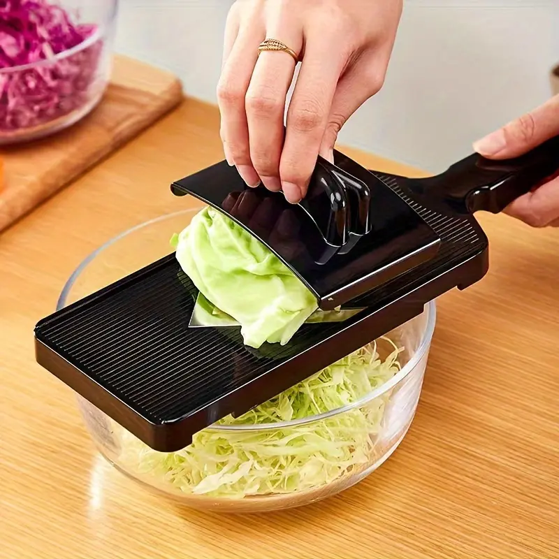 Manual Plastic Vegetable Slicer Shredder & Grater with Ergonomic Handle - Heavy-Duty Cabbage Cutter, Cabbage Cutting Shredder for Coleslaw, Slicing Greens, Potatoes - Lightweight & Easy-Clean Design, No Batteries/Electricity, Compact Kitchen