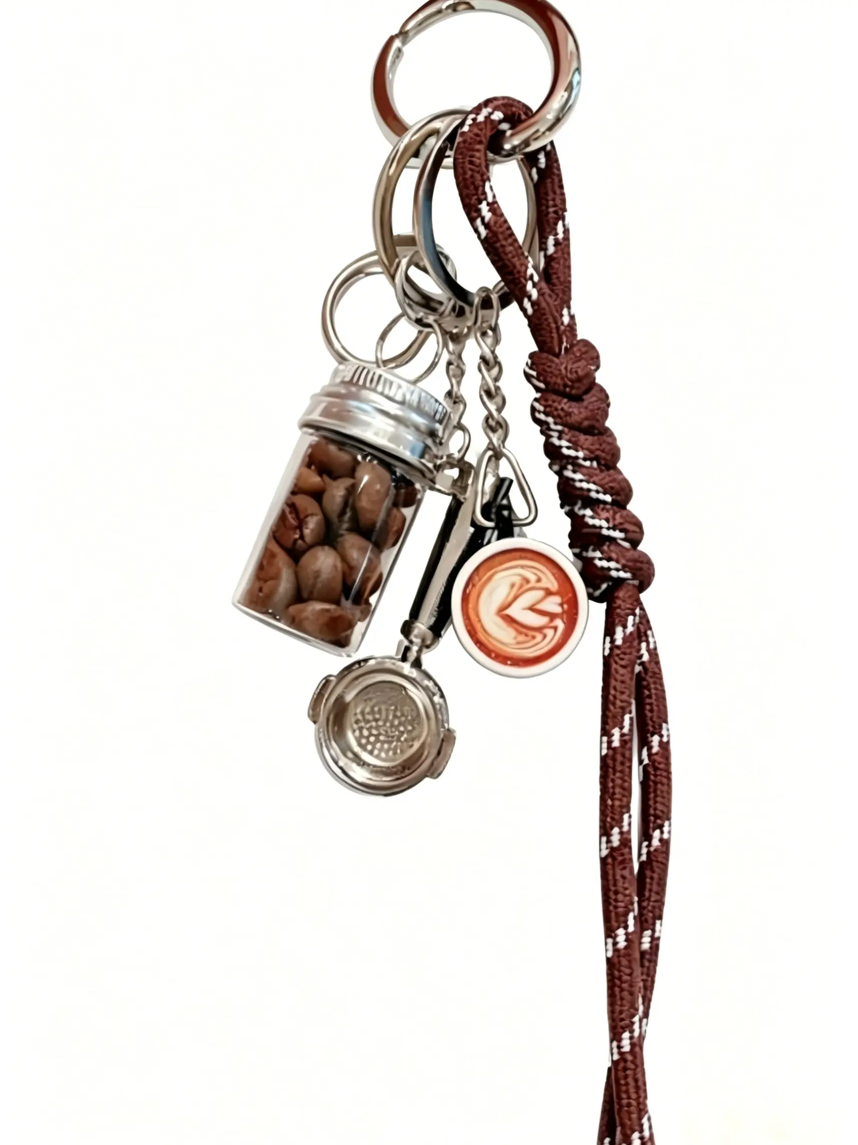 Coffee Bean Coffee Cup Bag Charm, Elegant Colorblock Design, Year-Round Accessory for Coffee Lovers, Perfect Gift for Tea & Coffee Enthusiasts