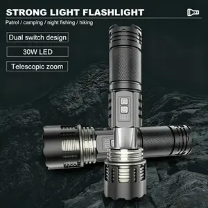 Rechargeable tactical flashlight, 3200 lm, with power bank function, Type‑C fast charging, zoomable, waterproof—ideal for outdoor use, car emergencies, and night fishing