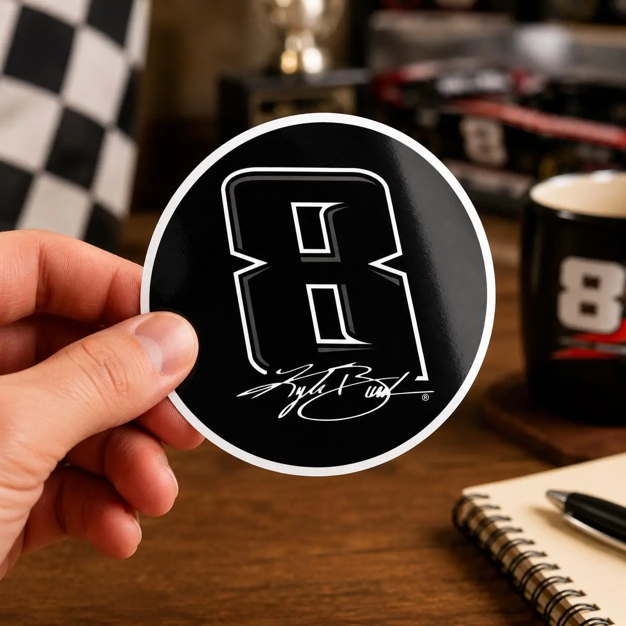 (Set of 1,2,3,5 pcs) Kyle Busch Number 8 Sticker, 1985-2026 Racing Tribute Sticker, Memorial Sticker, Laptop or Water Bottle Decal