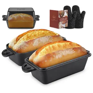 Cast Iron Loaf Pan with Lid 9x5 Inch, Bread Baking Pans for Homemade Bread - 2 Piece Set