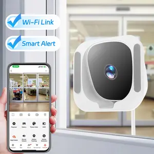 Security Camera with TF & Cloud Storage, 2.4G WiFi Window Mount Camera, Two-Way Talk, Motion Detection, HD Night Vision, App Control, Easy Install Home Camera