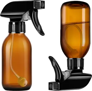 Tecohouse 360° 4 OZ Amber Glass Spray Bottles, 2 Pack Empty Refillable Containers with Adjustable Spray Nozzles, Dark Spray Bottles for Cleaning Solutions, Plants, Hairs