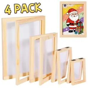 4 Sizes Wooden Paper Making Screen Kits, Paper Making Frames Set, Mould and Deckle for Paper Making,DIY Crafts,Christmas & New Year Gifts(A4, A5, A6, A7)
