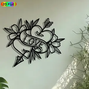 1pc Love Heart with Arrow Metal Wall Art, Tattoo-style Heart Statue Mural, Intricate Craftsmanship, Perfect for Valentines Day, Wedding Decor, Perfect for Bedroom Living Room Coffee Shop Decor, Ideal Gift for Romantic Decor Enthusiasts.