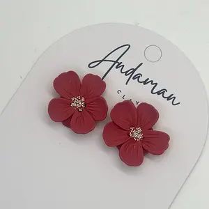 Ruby Red Flower Stud Earrings - Unique Handcrafted Jewelry with Unique Design and Elegant Finish