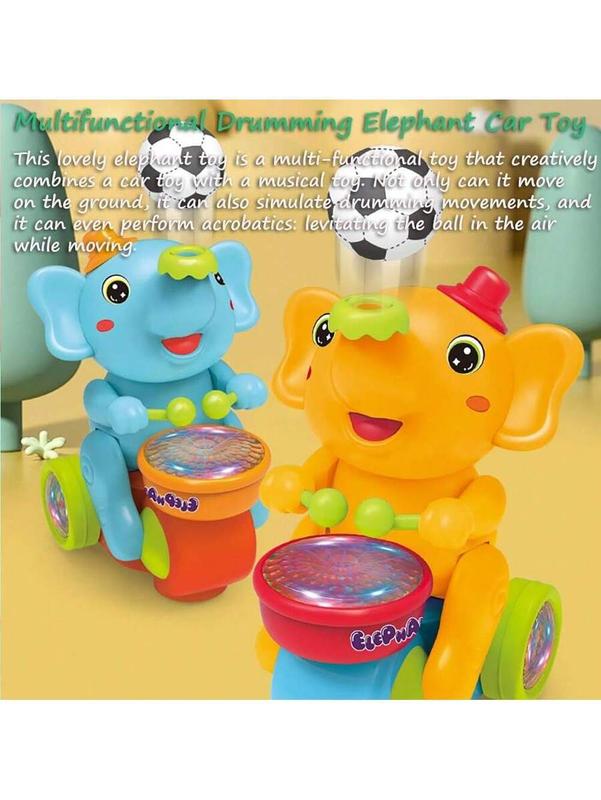 Magical Drumming Elephant Ride-On Toy, Interactive Fun With Air Floating Ball, Music & Flashing Lights, Includes 2 Foam Balls, Perfect Christmas Birthday Gift For Kids