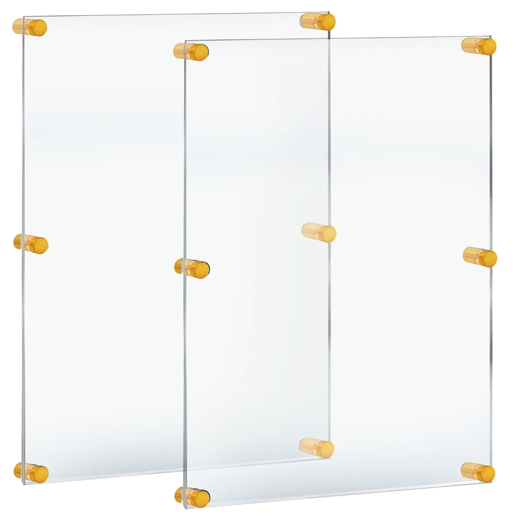 Azar Displays Floating Acrylic Wall Frame with Gold Stand Off Caps: 24" x 36" Graphic Size, Overall Frame Size: 28" x 40", 2-Pack