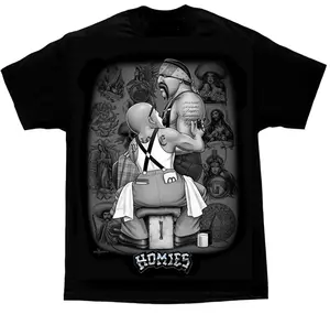 Tattooist Homies Lowrider Chicano Art David Gonzales DGA Design, Men's Short-Sleeve Sports T-Shirt,Rare Collectible 100% Cotton Sports Top