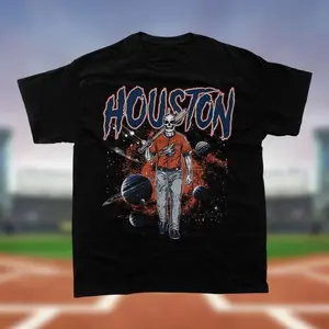 [SALE UP TO 51%] Houston Baseball Vintage Graphic T Shirt, Houston Skeleton Baseball Sweatshirt, Hoodie - Bootleg Retro Houston Fan Apparel