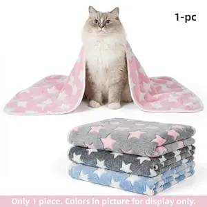 1pc Star Pattern Pet Blankets - Soft Warm Machine Washable Dog & Cat Bedding Pads for Small & Medium Pets, Cozy Durable Sleeping Mat for Bed, Couch, Floor, Blankets for Bed, Pet Comfort Accessory, Playful Design, Plush Texture