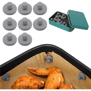 Air Fryer Magnets for Parchment Paper, Lock Disposable Paper Liner Safely, Prevents Burning & Food Covering, Heat-Resistant Air Fryer Liner Magnets, Easy Install with Handles (8pcs)