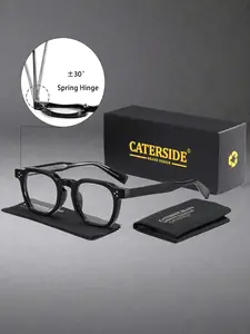 CATERSIDE Comfortable Unisex Square Frame Glasses, Anti-Blue Light Design, PC Tr90 Material, Suitable for All Seasons, Travel, Beach, Party, Outdoor Sports