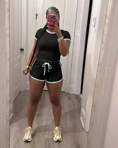 USBoutiqueCHIC Women's Cropped Top & Shorts Lounge Set | Soft Milk Silk Knit Sleepwear & Loungewear, Comfortable Spring Summer Casual Wear