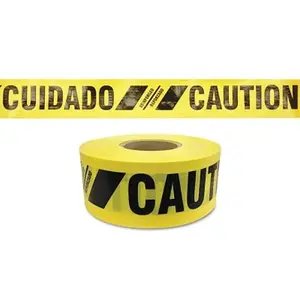 Presco SBR35XY13 Reinforced Barricade Tape, 3" W x 500' L , Caution/Cuidado, Yellow