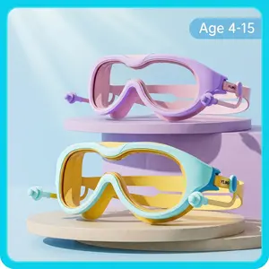 YUKE Swim Goggles for Kids & Adults, HD Anti-Fog Leak-Proof Swimming Glasses, UV Protection Wide View Mask with Built-in Earplugs, Adjustable Silicone Strap, for Pool & Beach Activities