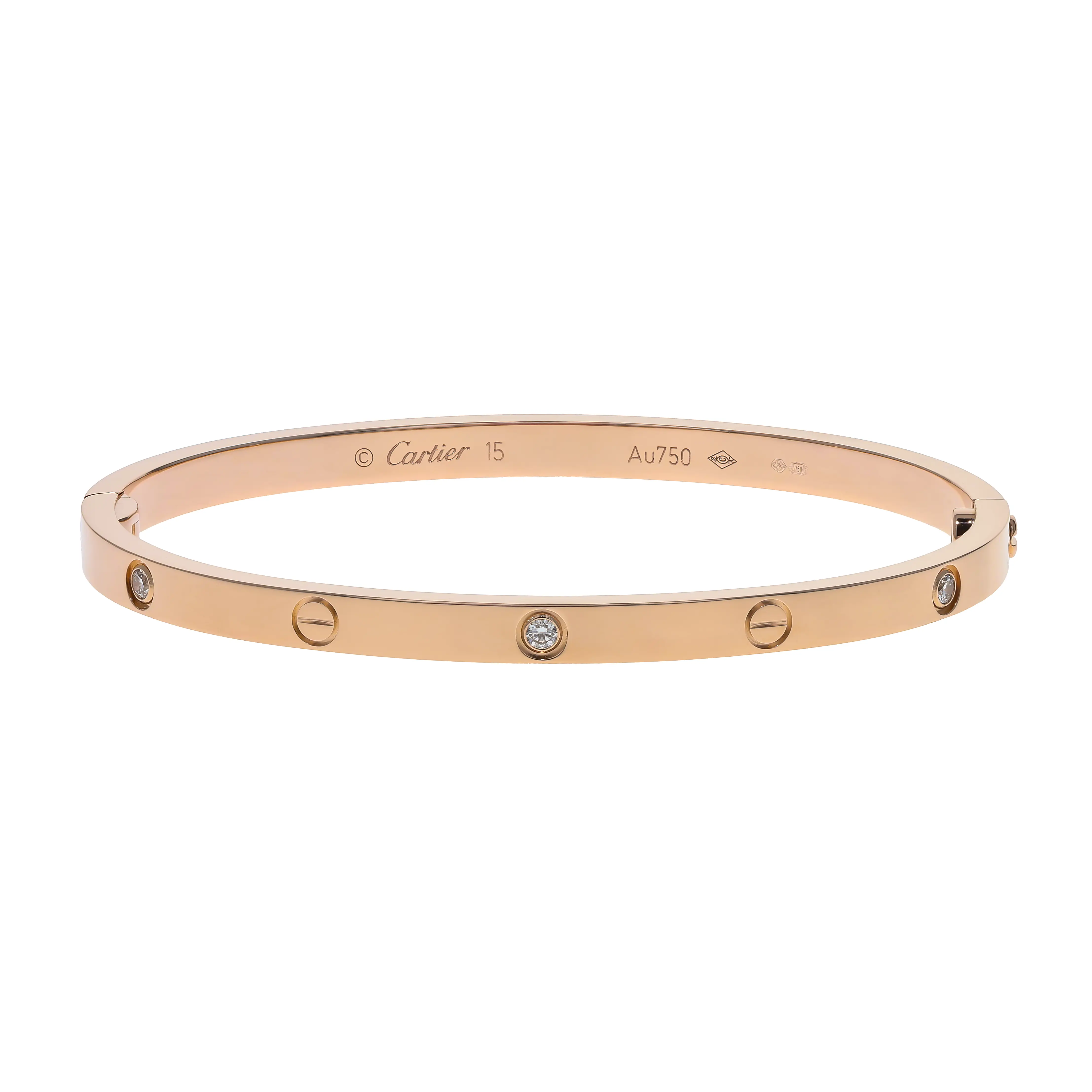 Pre-owned Cartier Love Small Model Bangle Bracelet Size 15