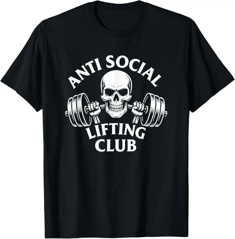 Anti Social Lifting Club Skull Barbell Gym Apparel T-Shirt