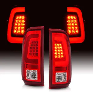 AmeriLite for 2008-2016 Ford F250 F350 F450 SD Ruby Red C-Type LED Tube Tail Lights w/Reverse Bulb - Passenger and Driver Side