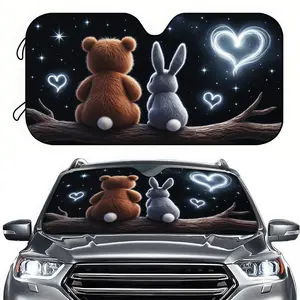 1pc Bear & Rabbit Car Sun Visor with UV Protection & Cooling Shield - Vehicle Canopy Suitable for RV, Car, Trucks, Motorcycles, Glare for Driving, Bear/Rabbit for Cabin Decoration