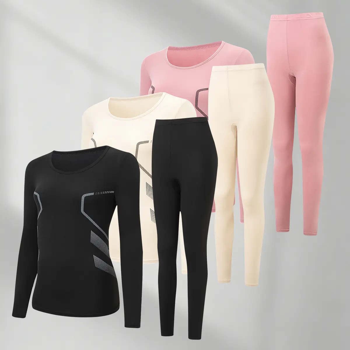 Women's Fall/Winter Quick-Dry Ski Suit Inner Set, Warm Breathable Moisture-Wicking Compression Outdoor Sport Thermal Underwear