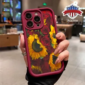 Phone Case Compatible for iPhone 16 15 14 Pro Max 13 12 11 XR XS Plus E Sunny Roses Pattern TPU Lens Protection Durable Soft Cover Gift