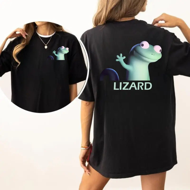 Funny Lizard Lizard Lizard  2 Sided T-Shirt, Funny Meme Shirt, Unisex Elio Lizard Tee, Trending Soft for Womenswear Tops Casual