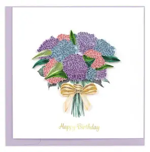 Quilling Hydrangea Bouquet Birthday Greeting Card