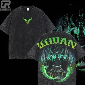 Retro Vintage Illidan Stormrage - World of Warcraft V3 Collection Game Washed Tee Game Acid Washed Lightweight TSHIRT, Gift For Game Fan 7RN