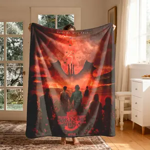 Stranger Things Hawkins Final Chapter Flannel Blanket, Large Soft Lightweight Warm, Perfect for Bed Sofa Office Camping Travel Christmas Gift