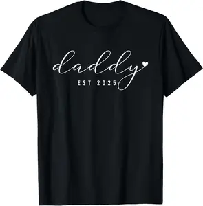 Men's Letter "Cute Daddy 2025 on Father Day for Dad Girl I Son" Print Round Neck Tee, Regular Fit Casual Short Sleeve T-shirt For Summer, Men's Top For Daily Outdoor