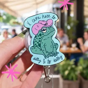 Dilly Dally frog, badge reel, teacher, cna, md, rn, healthcare, Funny badge reel, Gift for Nurse