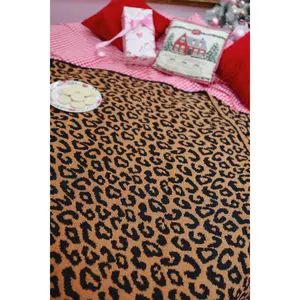 Leopard Print Luxury Soft Throw Blanket - Black