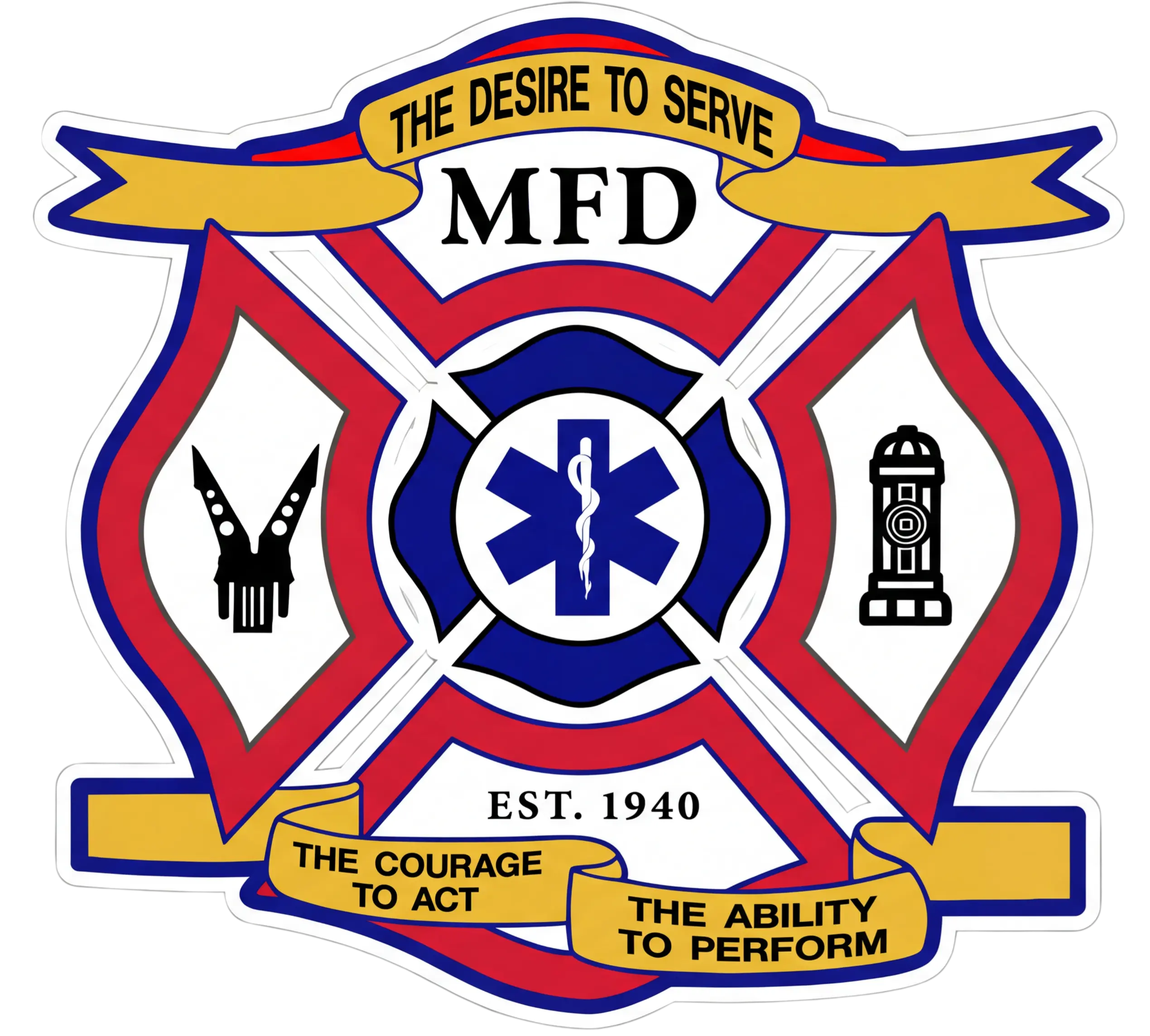 MFD Maltese Cross Vinyl Window Decal - Reflective UV Protection Sticker for Hard Hats, Car Exterior Accessories, Helmet Decal, Reflective Vinyl