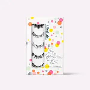 FlutterHabit The Birthday Edit Limited Edition Cluster Lashes DIY Lash Extensions 5 Pair Variety Pack 13-16mm Natural to Dramatic Long Wear False Eyelashes for Underlash Application Cosmetic Makeup