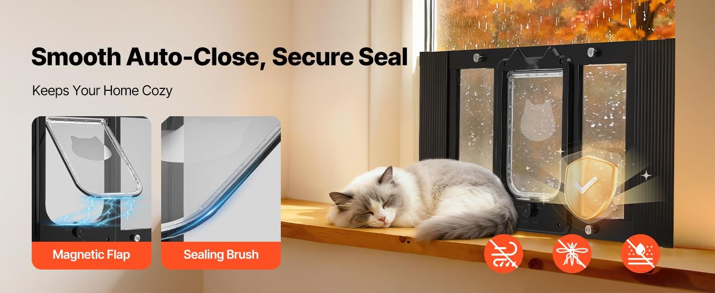 Cat Door For Window, Adjustable To Fit Window Width From 27 To 32 Inches, Four Secure Lock Modes, Aluminum Frame And High-Transparency Glass Panel, Magnetic Closure, Weatherproof Quick-Fit Pet Door For Cats, Black Cat Door For Window, Adjustable To Fit Window Width From 27 To 32 Inches, Four Secure Lock Modes, Aluminum Frame And High-Transparency Glass Panel, Magnetic Closure, Weatherproof Quick-Fit Pet Door For Cats, Black
