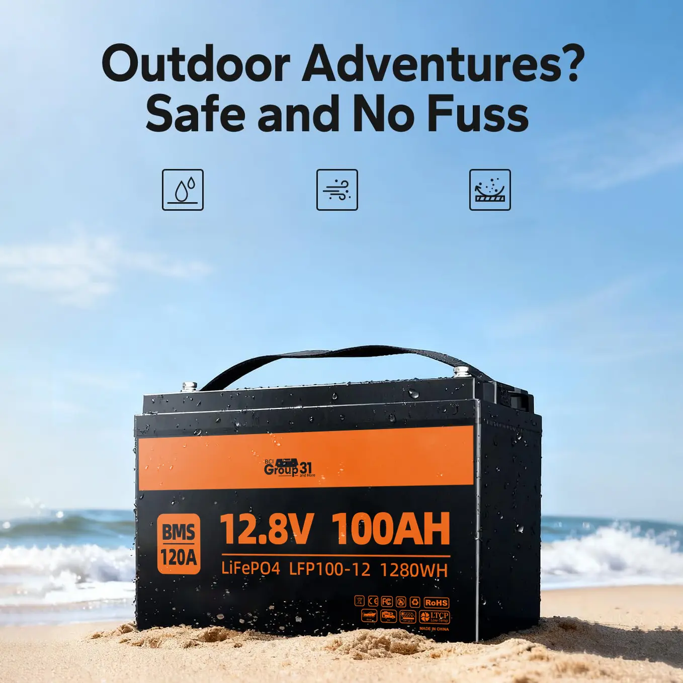12V 100Ah LiFePO4 Lithium Battery Pack, Rechargeable Long Life Deep Cycle Battery with Built-in 150A BMS, Replaceable Backup Power for RV, Solar System, Long Life Battery